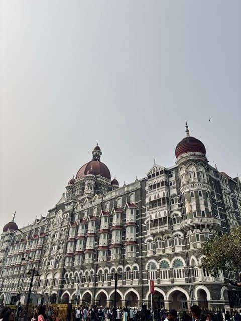 The Taj Mahal Palace hotel facade with its red dome