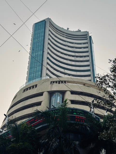 Bombay Stock Exchange tower rising over Dalal Street